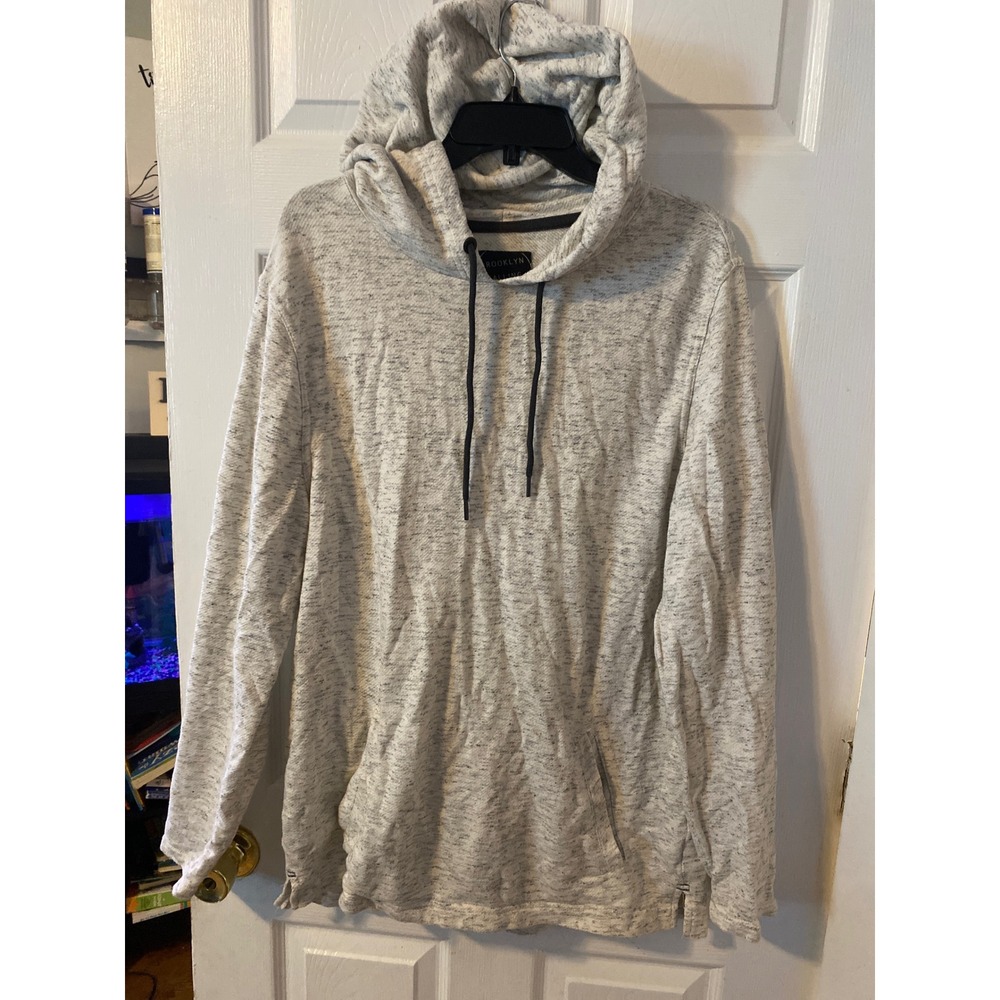 Brooklyn Calling NYC Mens Hoodie Light Grey Space Dye Pullover Sweatshirt‎ L